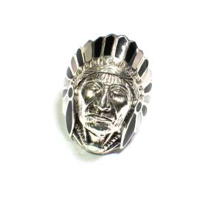 HUGE ESTATE .925 STERLING SILVER Indian CHIEF HEAD Ring Size 10  