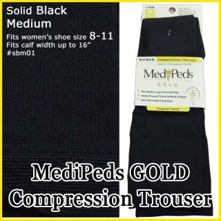 NWT Medipeds Gold Womens Travel Work Compression Trouser Dress Socks 