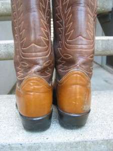 Tony Lama Used 2 Tone Brown Tan Cowboy Boots 7 E  