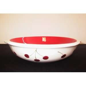   Ceramic, Pie Dish / Plate, Tomato Red with Cherries