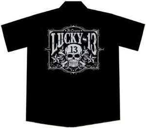 LUCKY~13 TOMBSTONE Logo Black S/S Mechanic Work Shirt S 3X  
