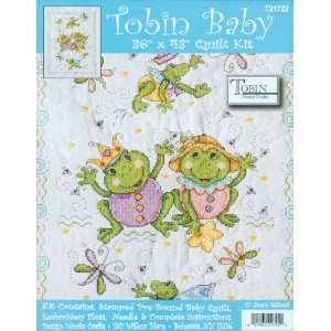  Tobin Frog Family Quilt Stamped Cross Stitch Kit 36X43 