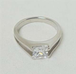 Stainless Steel Split Band CZ Promise Ring SZ 8 3c  