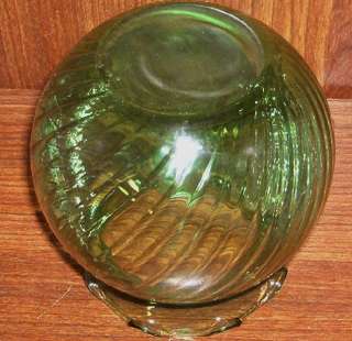 Lime Green Ruffled Edge Glass Vase or Ivy Bowl  