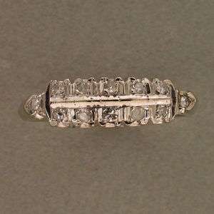   14K WHITE GOLD 1950’s 12 ROUND DIAMOND TOP BAND RING SIZE 6 SIZABLE