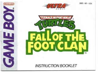Nintendo Game Boy instruction manual TMNT Fall the Foot  