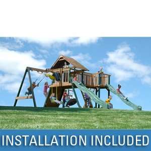   Two 10 Wave Slides, Tire Swing, and Tower w/ Solid Roof: Toys & Games