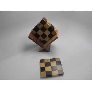  Exotic Hard Wood Coasters with Matching Stand Set of 4 