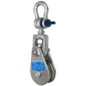 Campbell 7339762 Drop Side Steel Snatch Block with Shackle, Galvanized 