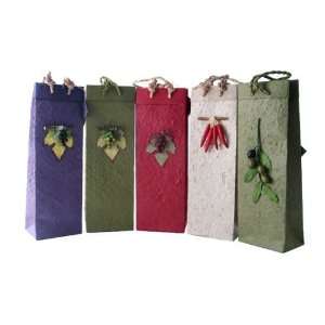 Handmade Paper Wine Bags With Ornaments (Set of 5): Home 