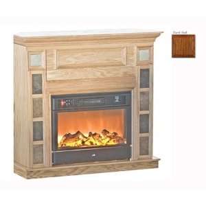   44 in. Corner Fireplace Mantel with Tile   Dark Oak