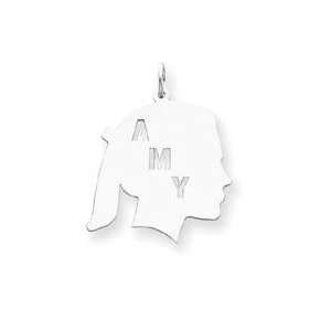  Right Girl Head Angle Cut Out Amy in 10k White Gold 