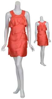 MAX and CLEO BCBG Satin Coral Tiered Party Dress 2 NEW  