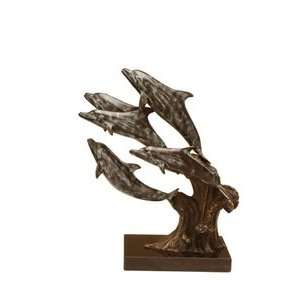  Dolphin Quintet on Wave Bronze Gallery Sculpture