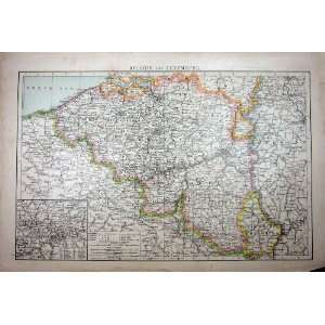  1896 MAP BELGIUM LUXEMBURG BRUSSELS ANTWERP CHARLEROL 