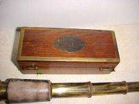   WRAPPED BRASS TELESCOPE in HARDWOOD CASE Thos J. Evans Esq. London