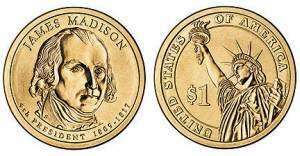 ONE COIN   2007 JAMES MADISON GOLD DOLLAR FROM ROLL  