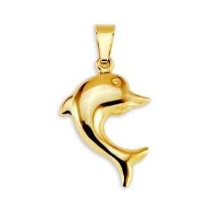  New 14k Bonded Yellow Gold Dolphin Pendant Charm: Jewelry