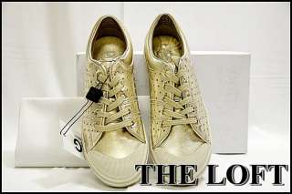 DOLCE & GABBANA LEATHER SNEAKERS D&G SIZE 36 GOLD  