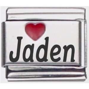  Jaden Red Heart Laser Name Italian Charm Link Jewelry