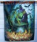 LARGE HALLOWEEN WITH WITCH FLAG 35 X 29 NEW FREE SHIP