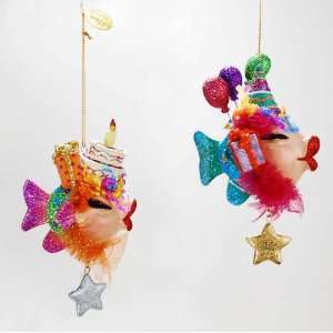   kissing fish Birthday ornament cake, balloons, or both: Home & Kitchen