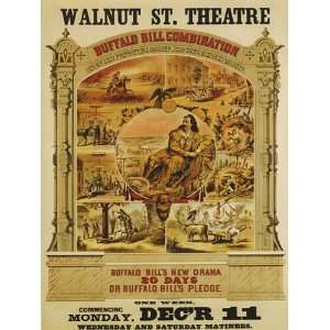  1882 WALNUT ST. THEATRE BUFFALO BILL NEW DRAMA 15 X 18 