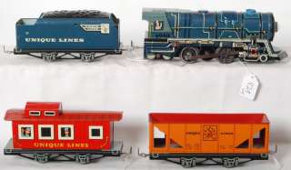 1940s Unique Lines Coal Car   Lithographed Tin Toy Train  