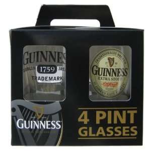  4 Guinness Pub Pint Glass Glasses Bar 1759 Extra Stout 