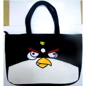  Black Angry Bird Plush TOTE Bag approx 19x14 Everything 