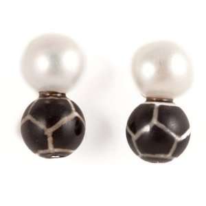   Big Pearl, Little Black Giraffe Stud Earrings: Meg Carter: Jewelry