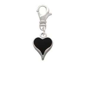  Small Long Black Heart Clip On Charm: Arts, Crafts 