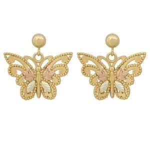   Black Hills Gold by Coleman 10K Gold Butterfly Post Earrings: Jewelry