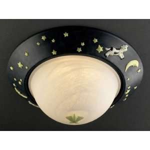 Justice Design Kids Room Collection Cow Over Moon Flush Mount Ceiling 