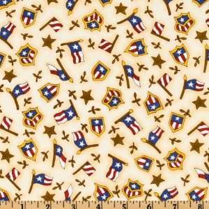  44 Wide American Valor Cream Fabric By The Yard: Arts 