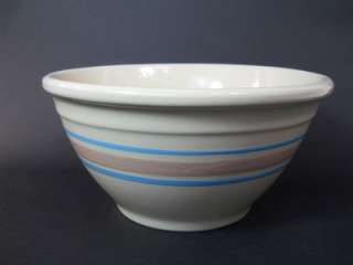 Vintage McCoy Pottery #10 Oven Proof Mixing Bowl Pink Blue Bands USA 