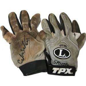   Indians 2009 Game Used Black/Grey Batting Gloves: Sports & Outdoors