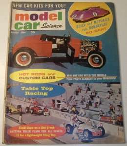 Model Car Science Magazine, August 1964, 1/32 1/24 Slot Cars  