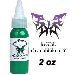 Iron Butterfly Tattoo Ink 2 OZ MEDIUM GREEN NEW dark Health 