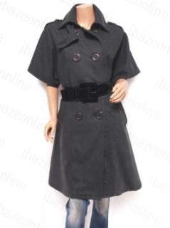 Free Shipping Wool Double Breasted Belt Trench Coat Jacket S M L XL 