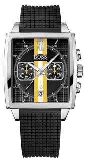 New Hugo Boss 1512732 Square Black And Yellow Dial Mens Watch in 