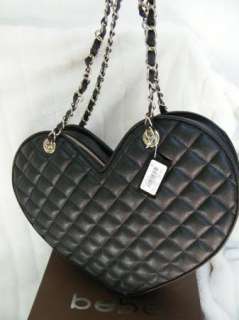BEBE pocketbook handbag bag heart HOBO tote black  