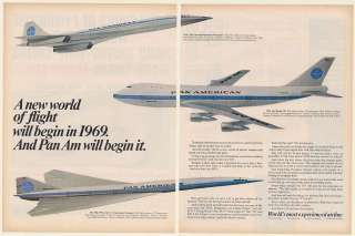 1967 Pan Am Airlines New World of Flight Begin 1969 Concorde 747 SST 2 