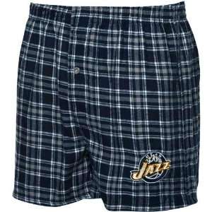   : Utah Jazz Navy Blue Plaid Match Up Boxer Shorts: Sports & Outdoors