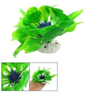  Como Blue Floral Green Leaves Plastic Grass for Fish Tank 