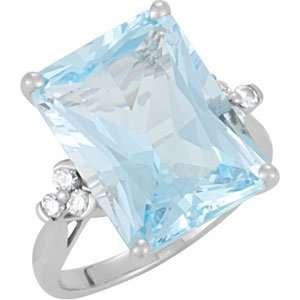   BLUE TOPAZ AND DIAMOND RING Genuine Sky Blue Topaz And Diamond Ring