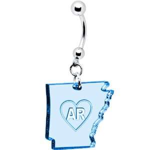  Light Blue State of Arkansas Belly Ring: Jewelry