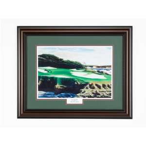  Cypress Point #15 Double Matted Framed Golf Art   Brent 