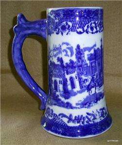 Victoria Ware Ironstne Oversize Tankard Blue & White 8  