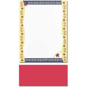  200 Red Stars and Swirls Letterhead Sheets: Everything 
